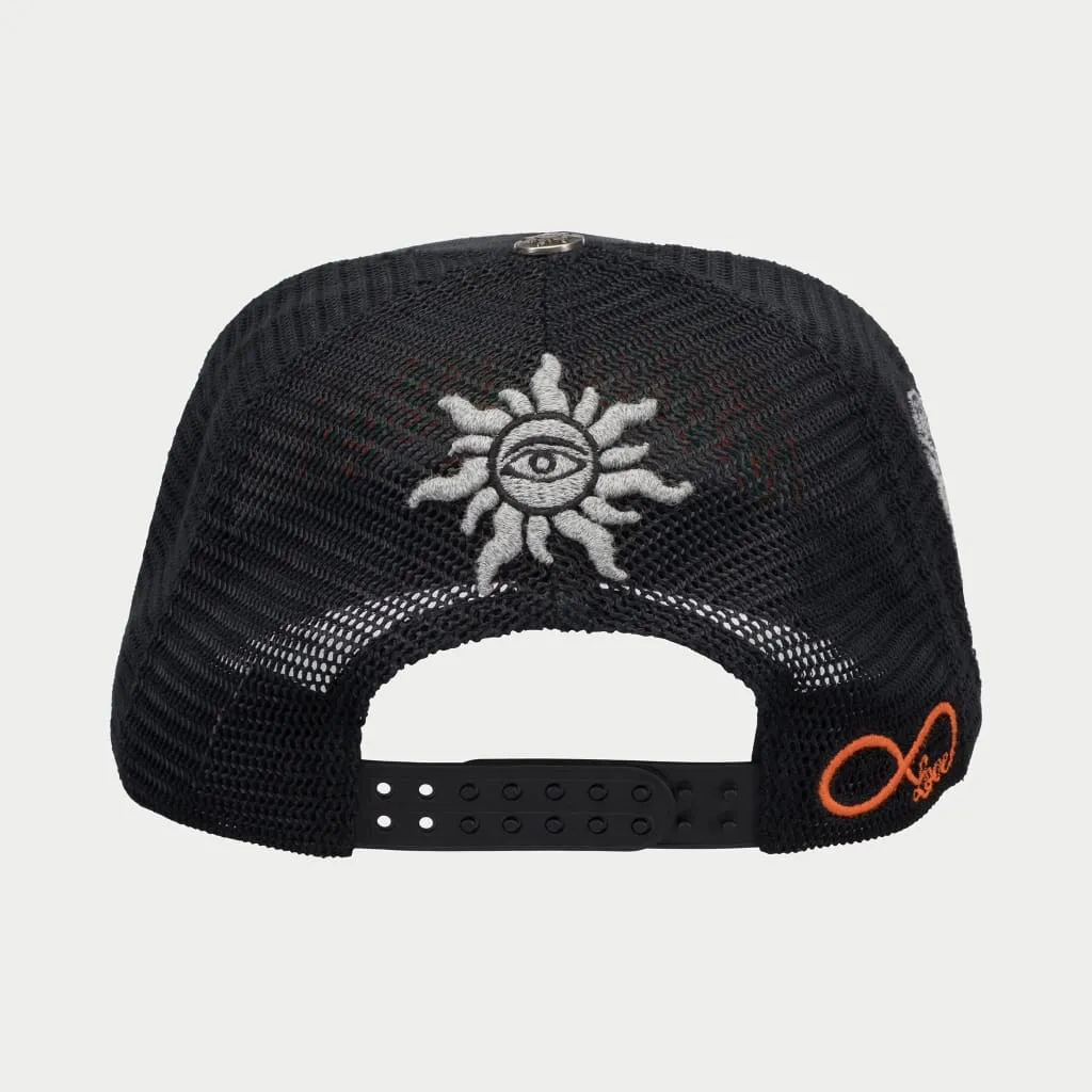 GODSPEED FOREVER TRUCKER HAT (VINTAGE BLACK/GREEN/ORANGE)