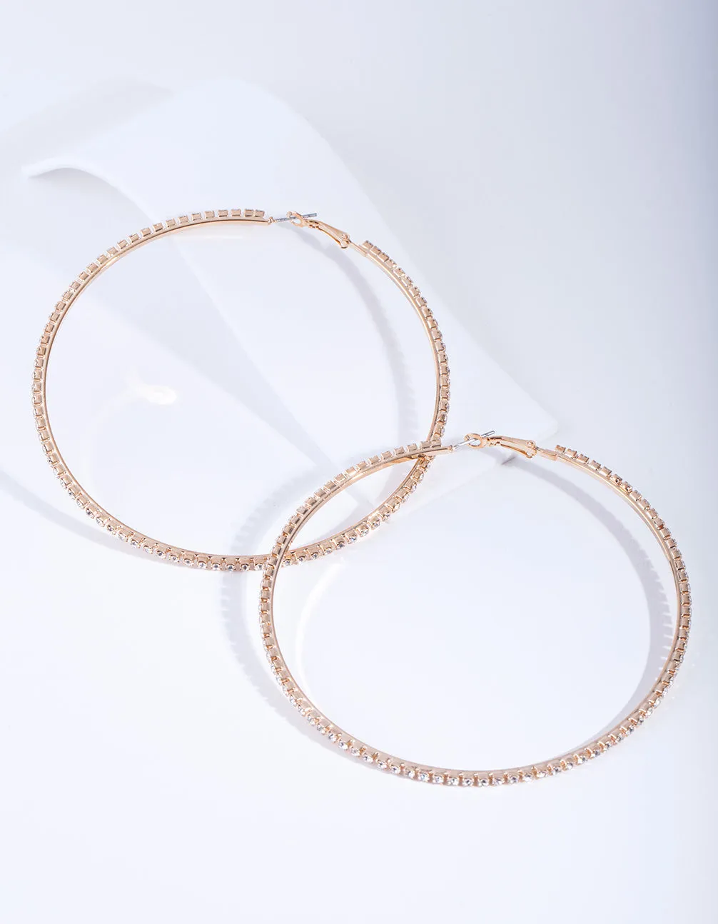 Gold Large Diamante Hoop Earrings