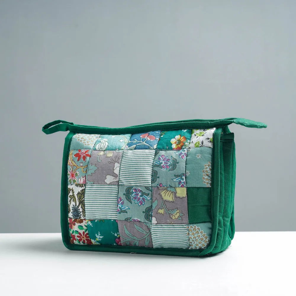 Green - Patchwork Quilted Multipurpose Toiletry Bag