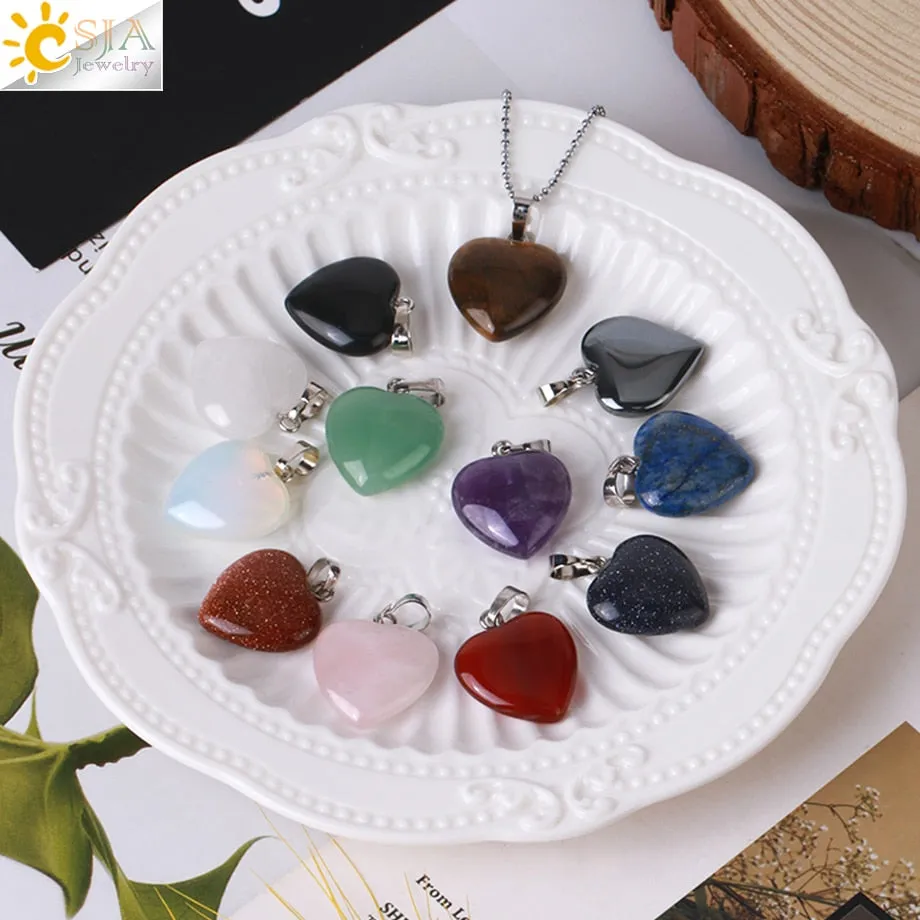 Heart Shaped Natural Stone Necklaces