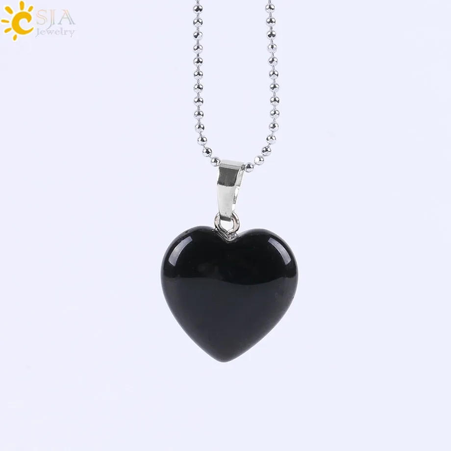 Heart Shaped Natural Stone Necklaces