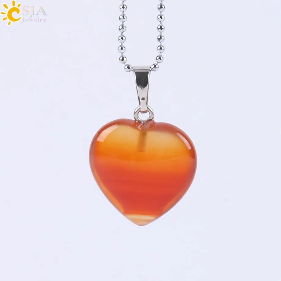 Heart Shaped Natural Stone Necklaces