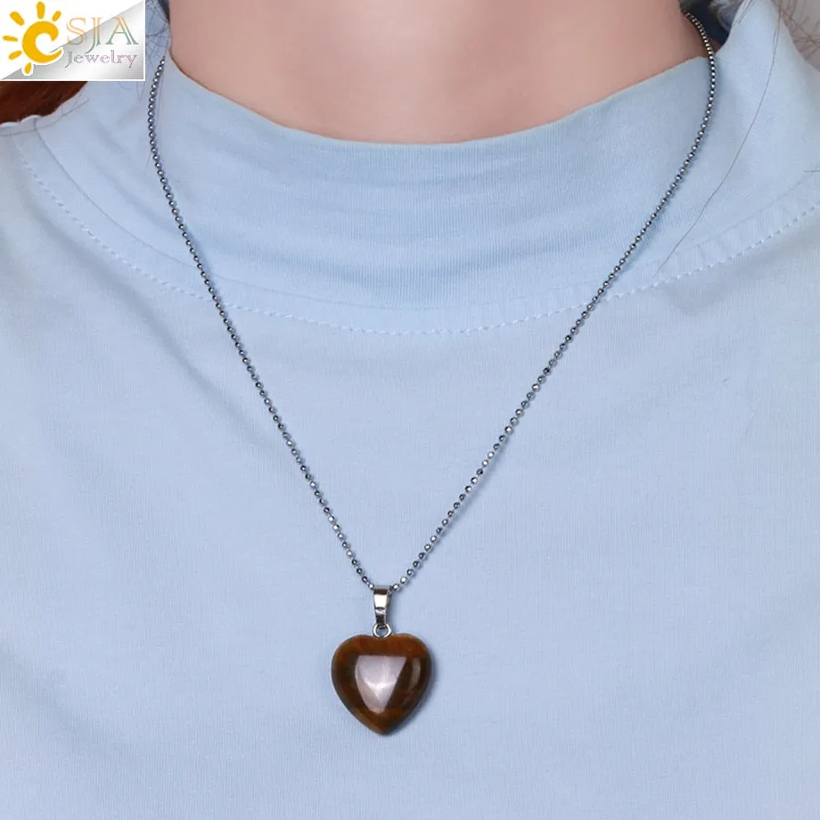 Heart Shaped Natural Stone Necklaces