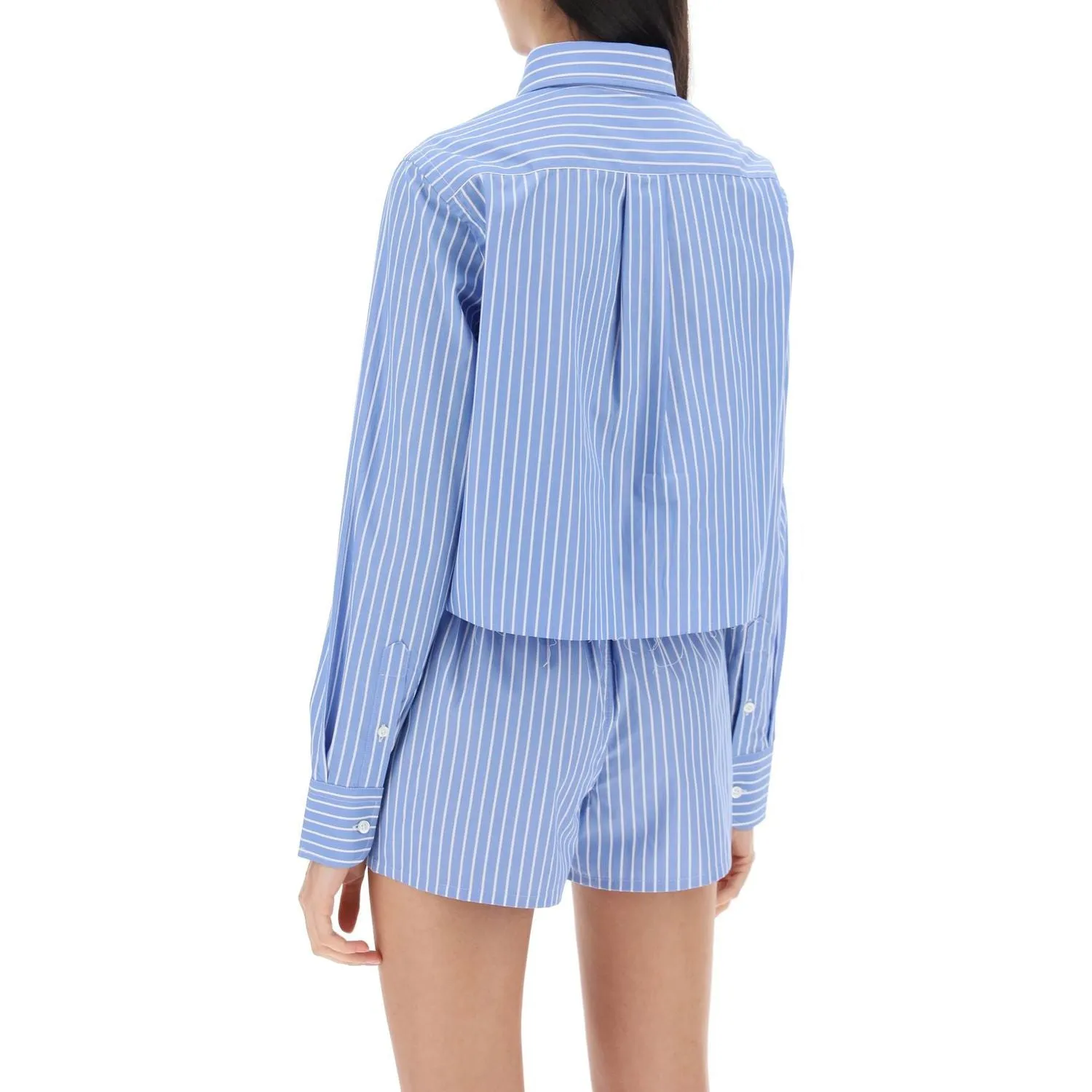 Homme Girls cropped striped poplin shirt