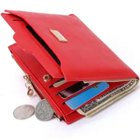 HOT Small Designer Slim Women Red Wallet Thin Zipper Ladies PU Leather Coin Purses Female Purse Mini Clutch Cheap Womens Wallets