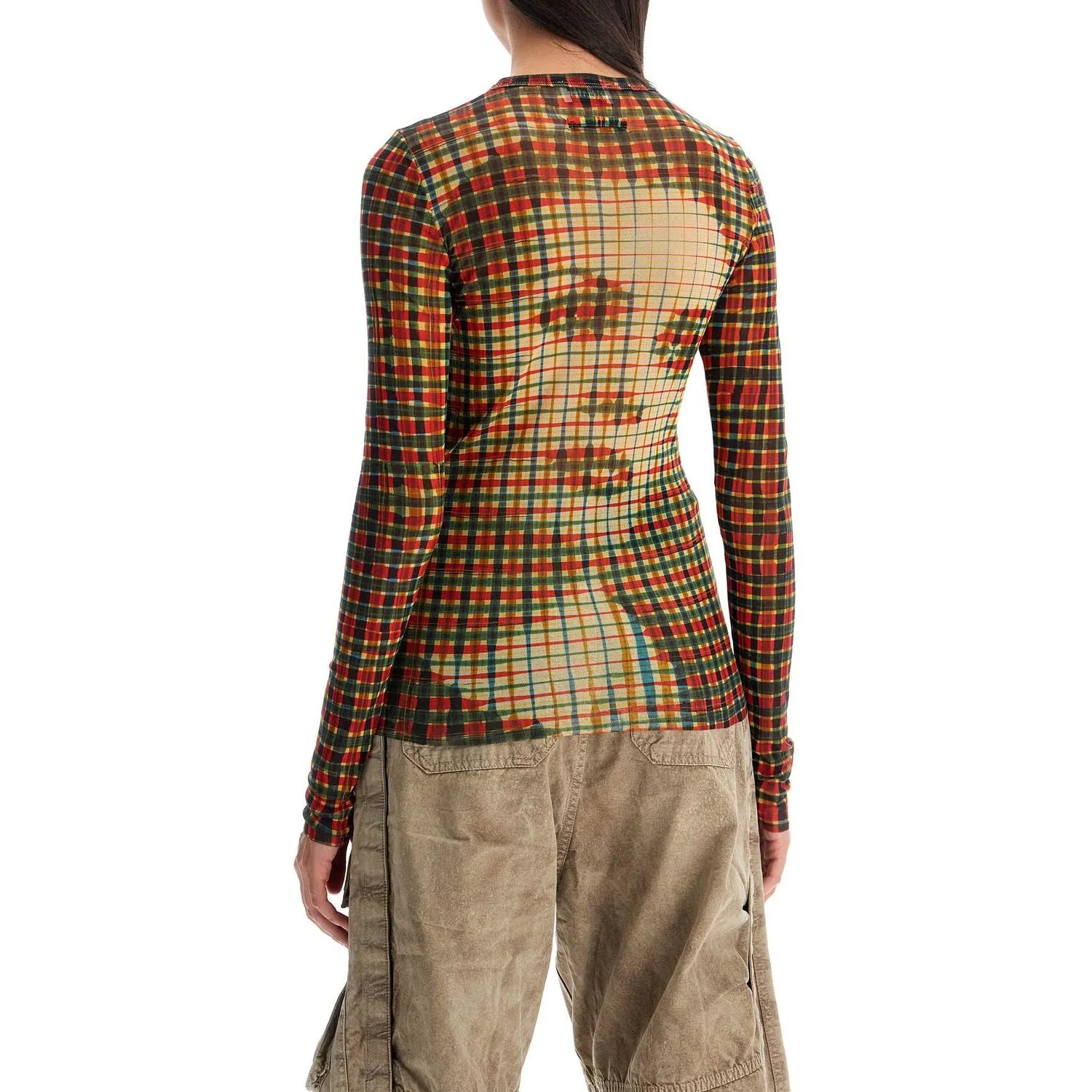 JEAN PAUL GAULTIER mesh tartan face top with unique