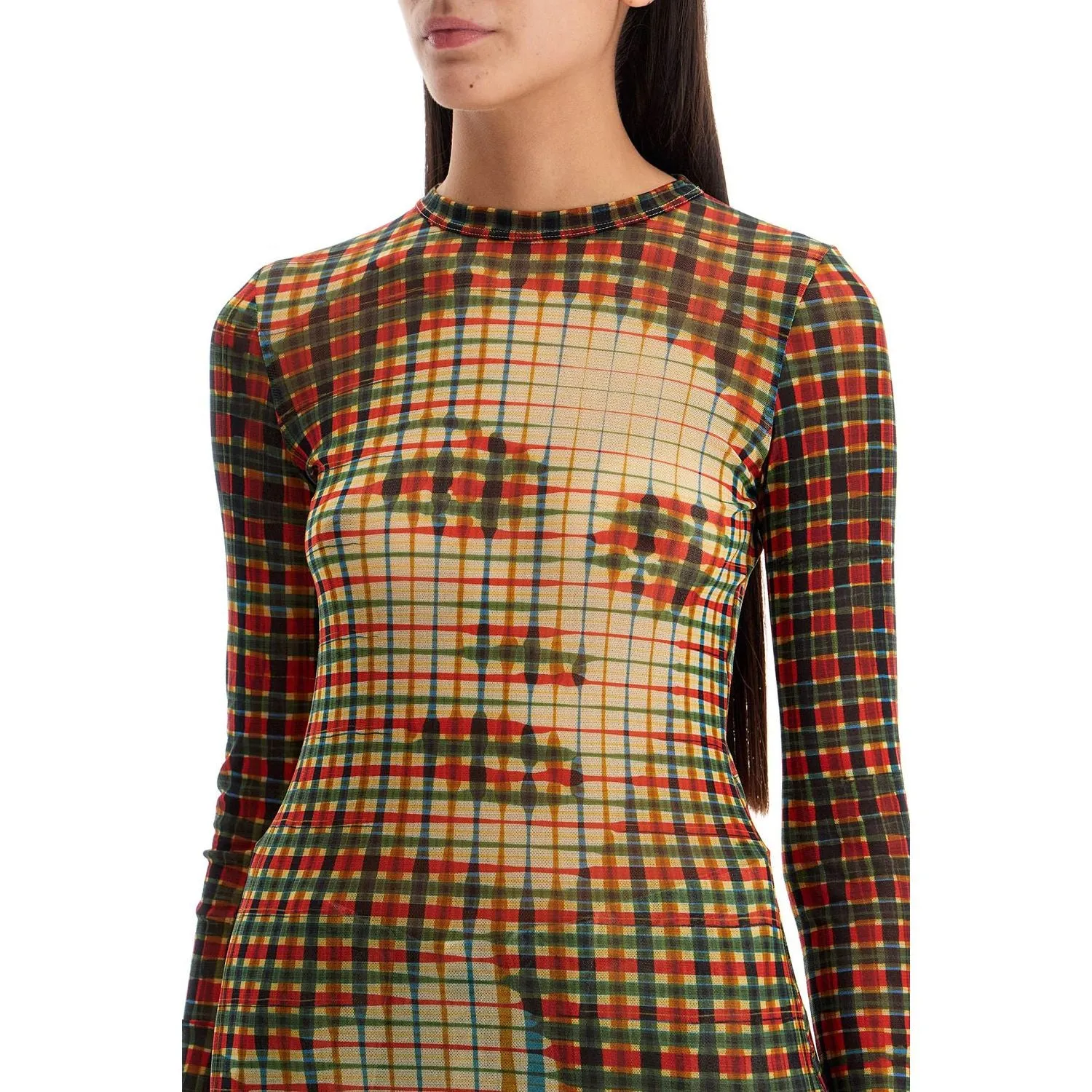 JEAN PAUL GAULTIER mesh tartan face top with unique