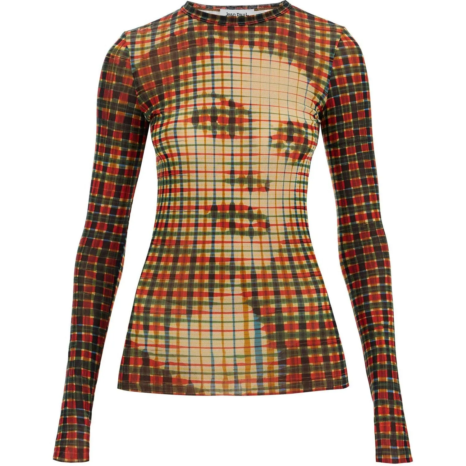 JEAN PAUL GAULTIER mesh tartan face top with unique