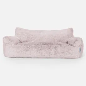 Josephine Children's Sofa Bean Bag 1-5 yr - Fluffy Faux Fur Rabbit Dusty Pink