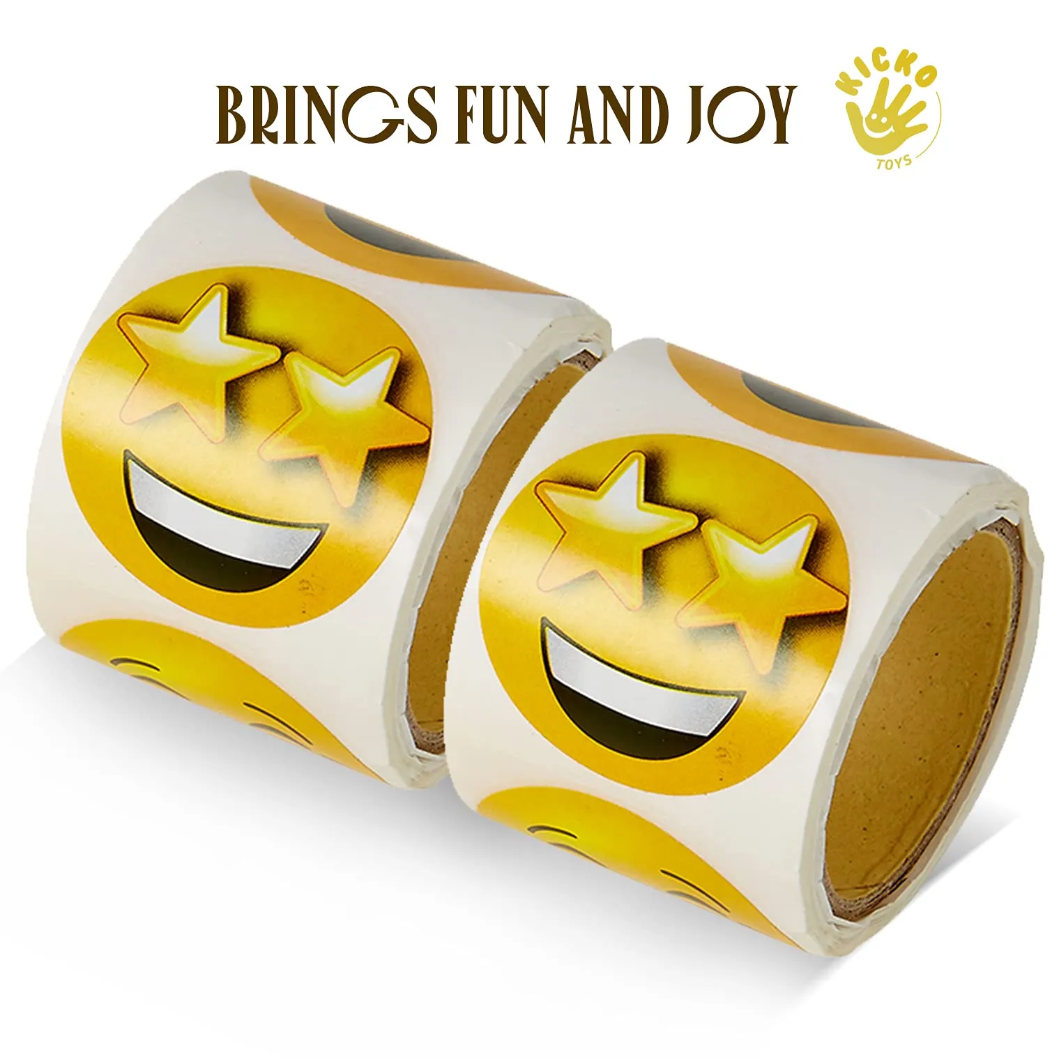 Kicko Emoji Stickers Roll For Kids - 2 Rolls - Assorted Emoticon Sheets - Party Favors