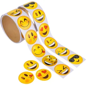 Kicko Emoji Stickers Roll For Kids - 2 Rolls - Assorted Emoticon Sheets - Party Favors