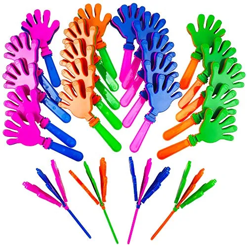 Kicko Plastic Hand Clappers - 24 Pack - 7.5 Inch - for Kids, Party Favors, Stocking