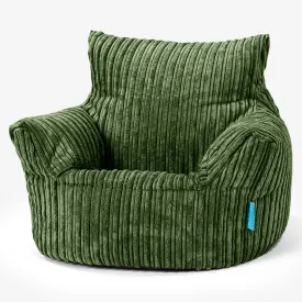 Kids Armchair Bean Bag for Toddlers 1-3 yr - Cord Forest Green