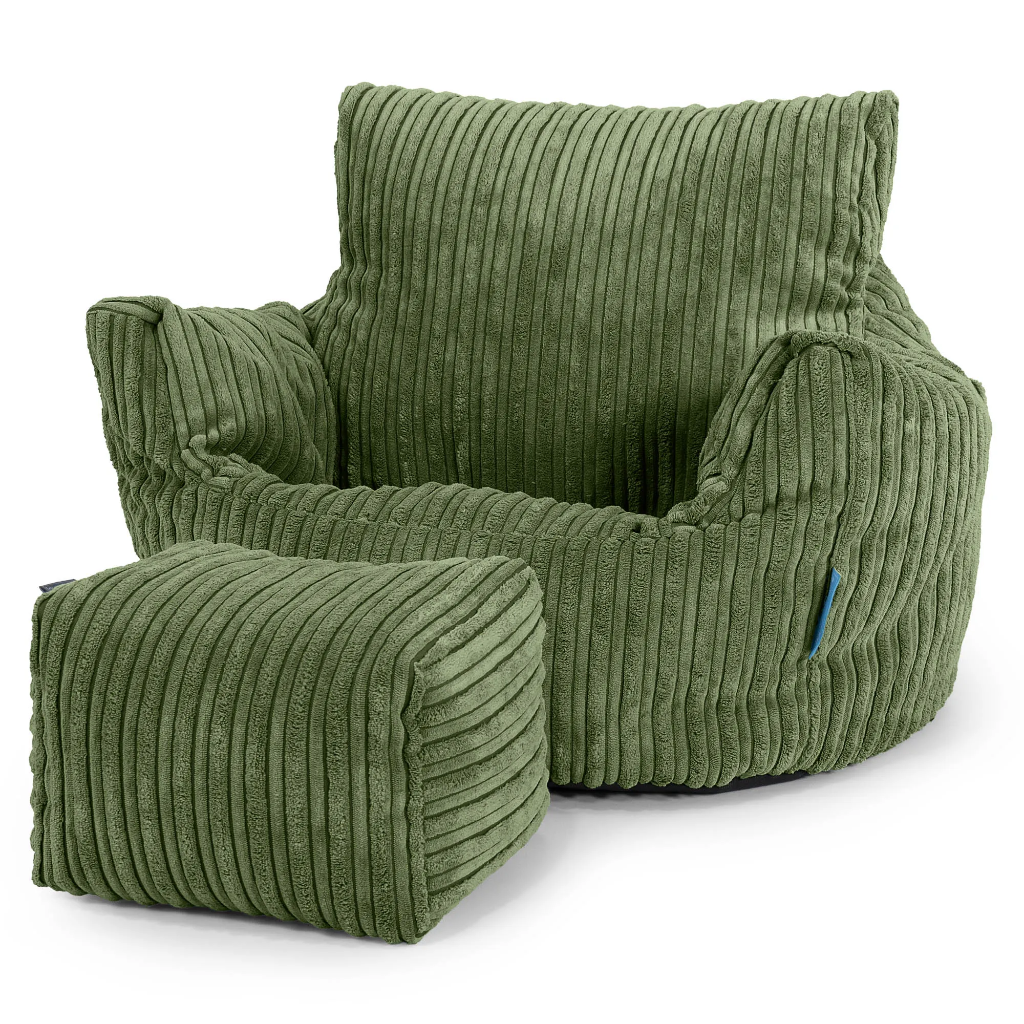 Kids Armchair Bean Bag for Toddlers 1-3 yr - Cord Forest Green