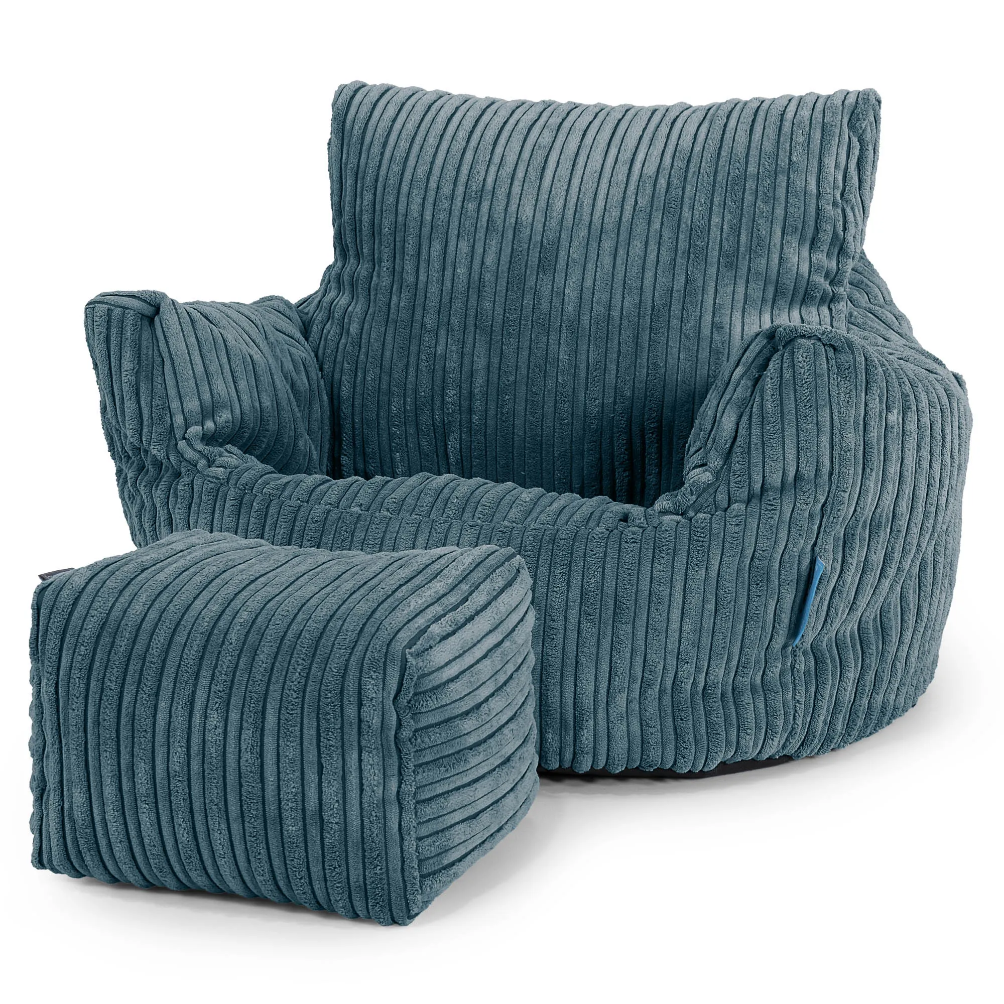 Kids Armchair Bean Bag for Toddlers 1-3 yr - Cord Teal Blue