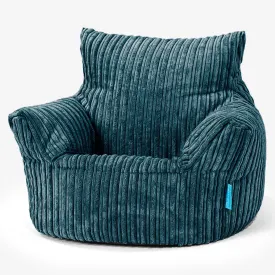 Kids Armchair Bean Bag for Toddlers 1-3 yr - Cord Teal Blue