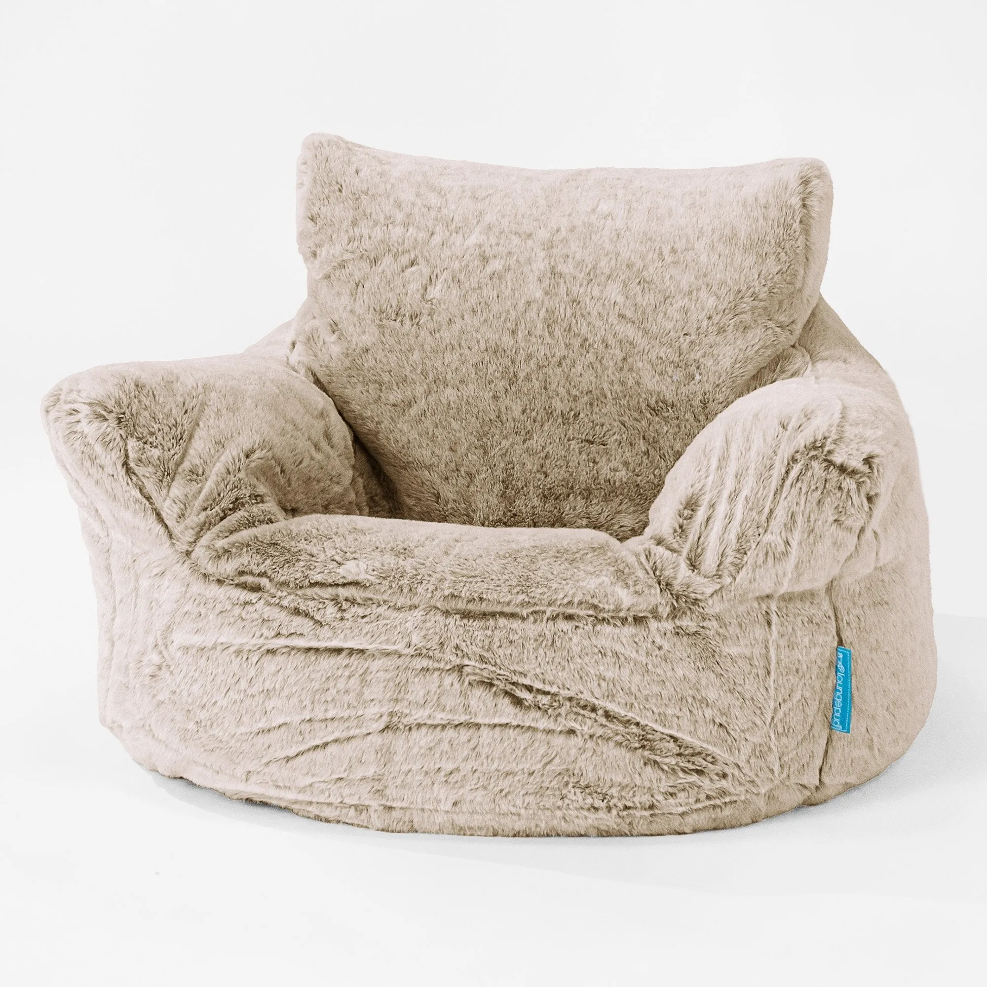 Kids Armchair Bean Bag for Toddlers 1-3 yr - Fluffy Faux Fur Rabbit Golden Brown