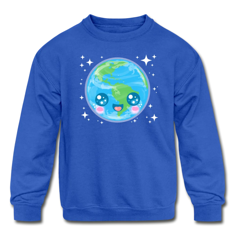 Kids' Kawaii Earth Crewneck Sweatshirt