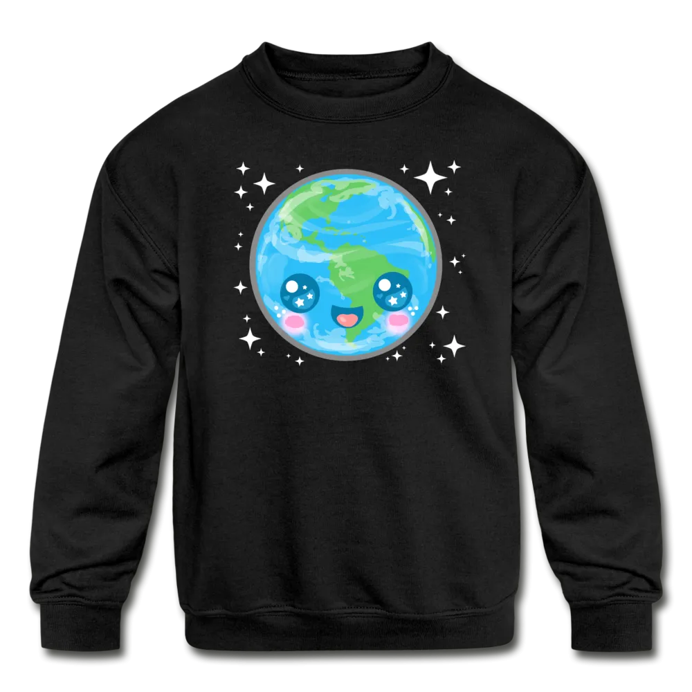 Kids' Kawaii Earth Crewneck Sweatshirt