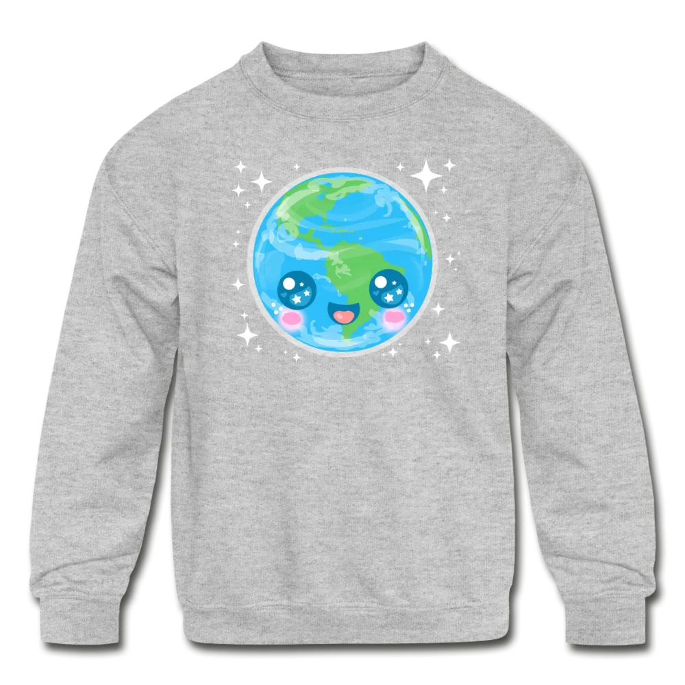 Kids' Kawaii Earth Crewneck Sweatshirt