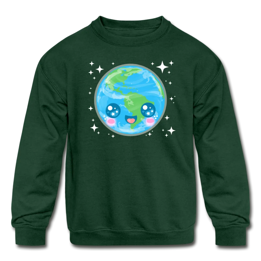 Kids' Kawaii Earth Crewneck Sweatshirt