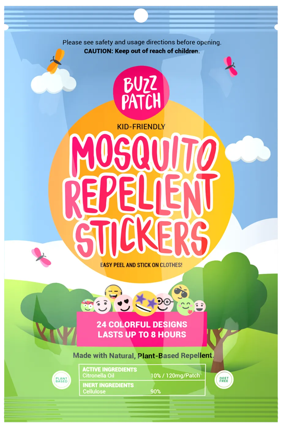 Kids Non-Toxic All Natural Mosquito Insect Repellent Stickers BUZZ PATCH 24 pack