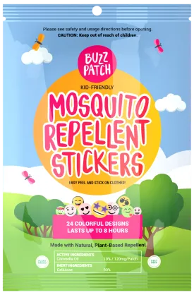 Kids Non-Toxic All Natural Mosquito Insect Repellent Stickers BUZZ PATCH 24 pack