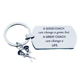 Lacrosse Coach Keychain, A Good Coach Can Change a Game But a Great Coach Can Change a Life