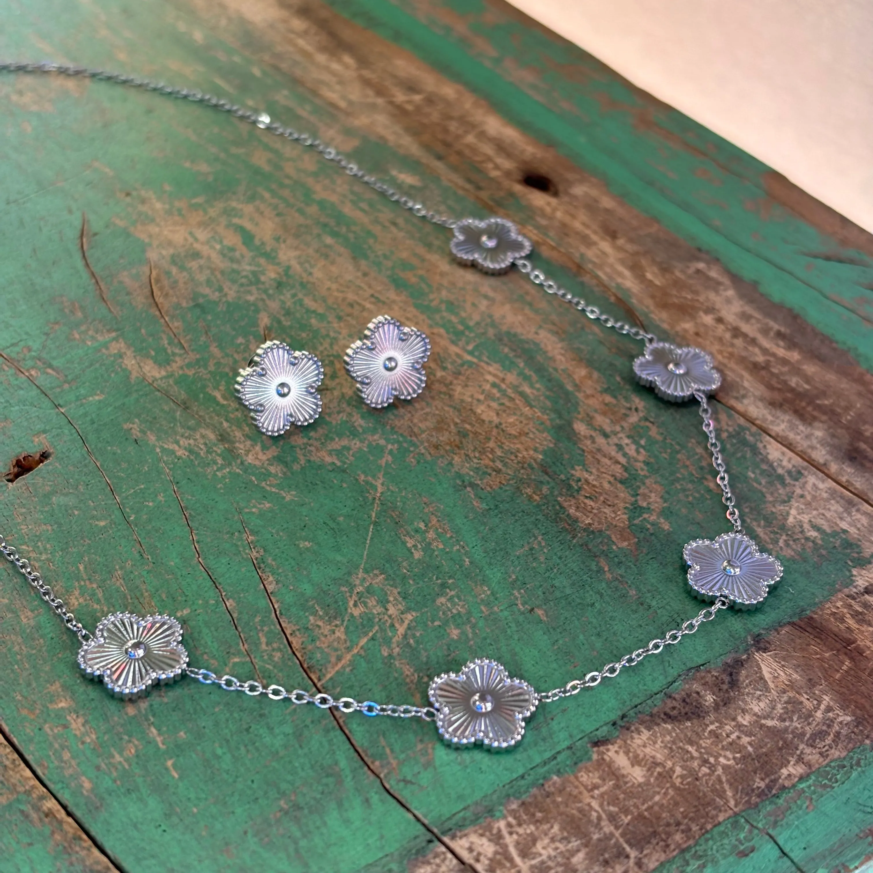 Linked Flower Necklace, Bracelet or Earrings