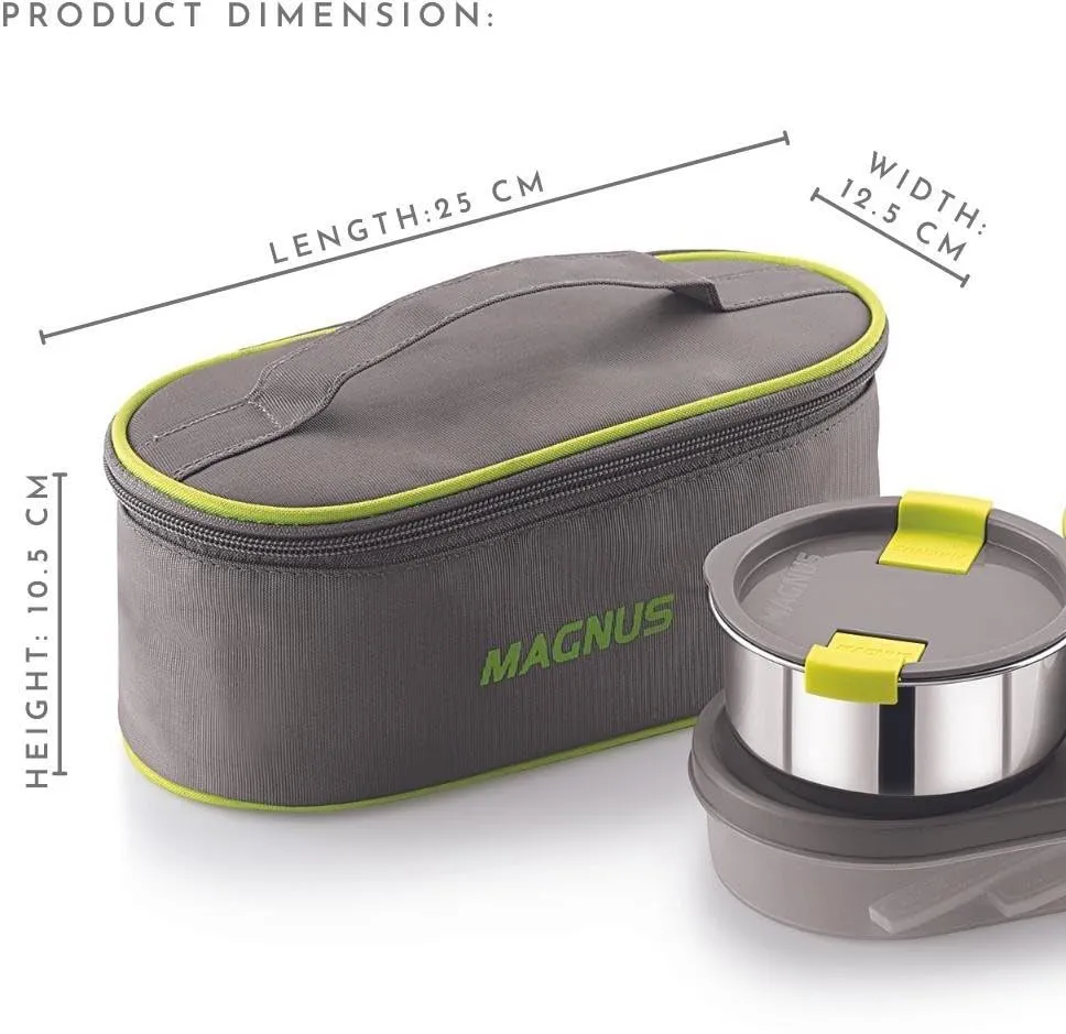 Magnus Olive 3 Stainless Steel Steam Lock Lunch Box with Sporty 900ml Stainless Steel Bottle - Durable Lunch Box for Kids and Functional Lunch Boxes for Office Men