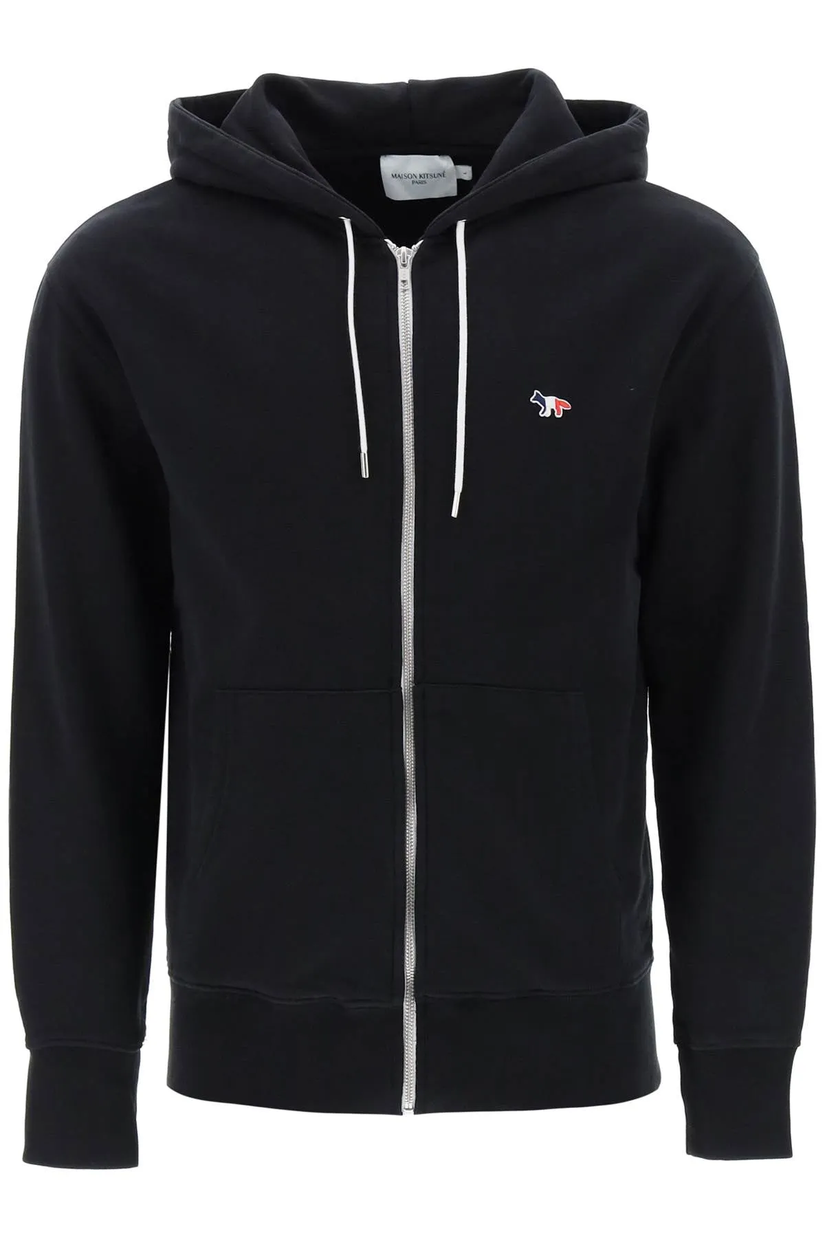 Maison kitsune full zip hoodie with tricolor fox patch