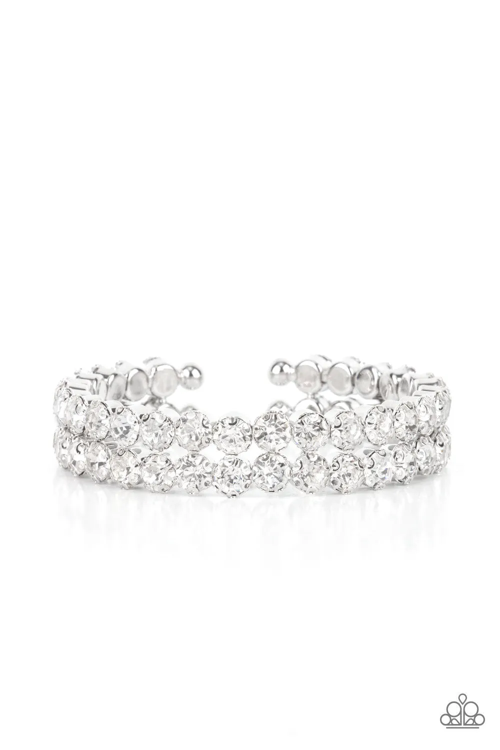 Megawatt Majesty - White Rhinestone Bracelet - Paparazzi Accessories