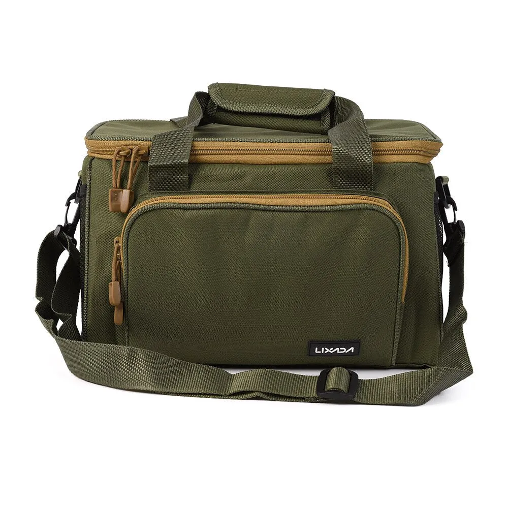 Men Fishing Bag Canvas Multifunctional Outdoor Waist Shoulder Bag Fishing Reel Lures Storage Bag Fishing Gear 37*25*25cm