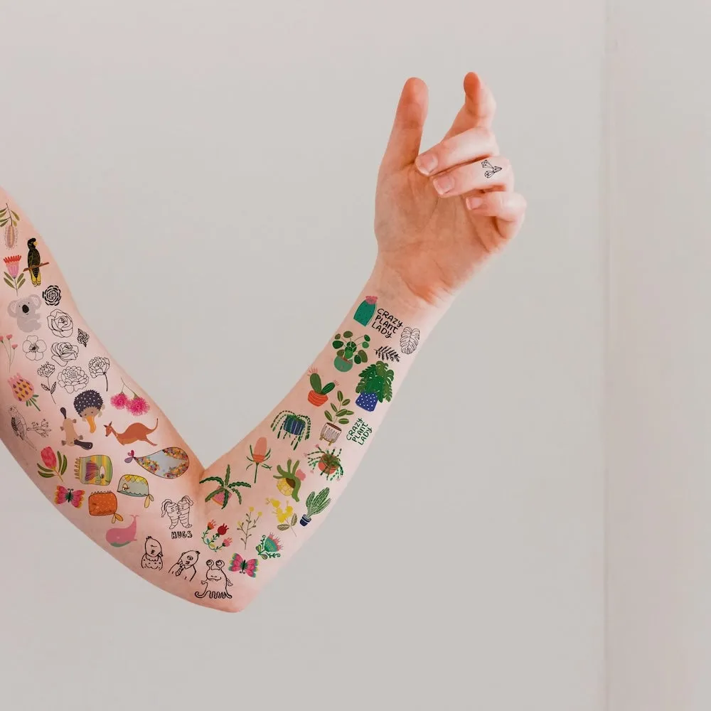 Missy Minzy Australiana Birds & Flora Temporary Tattoos