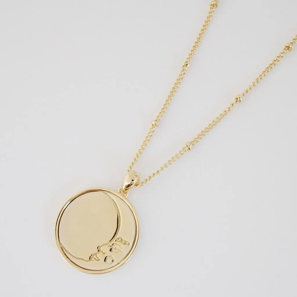 Moon Face Pendant Necklace