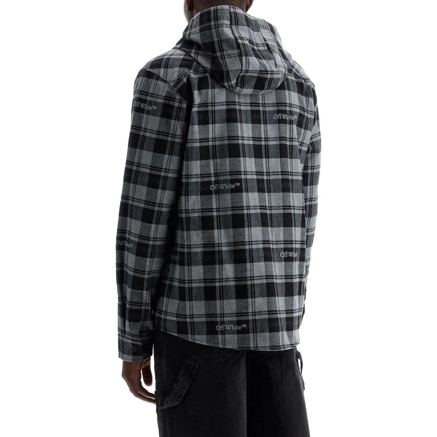 Off-White checked overshirt with hood