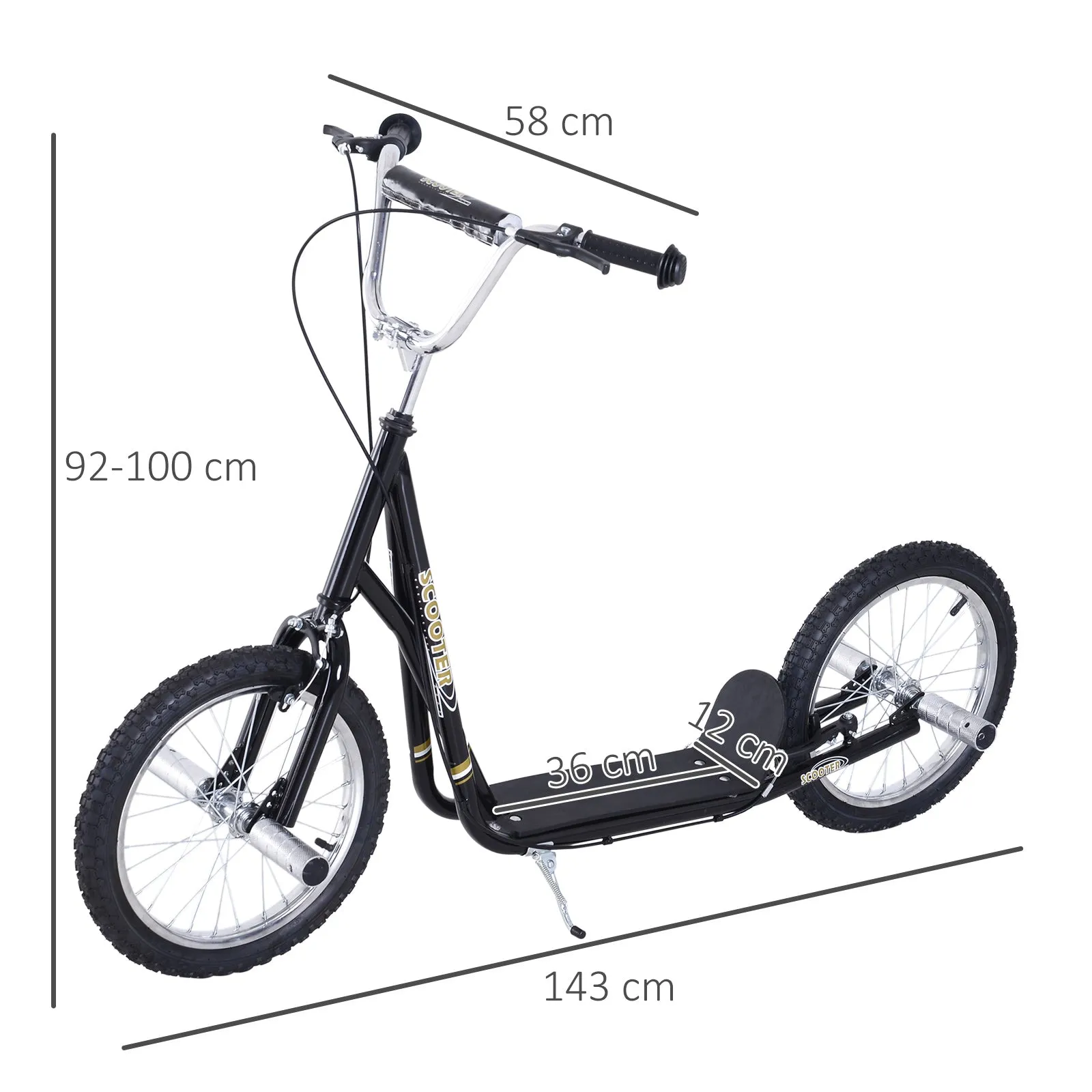 Pneumatic 16" Tyres Scooter-Black