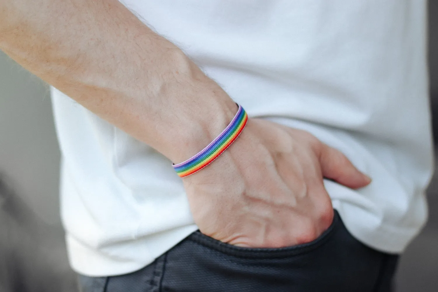 Pride bracelet, rainbow flag strap bracelet, LGBT gift wrapped