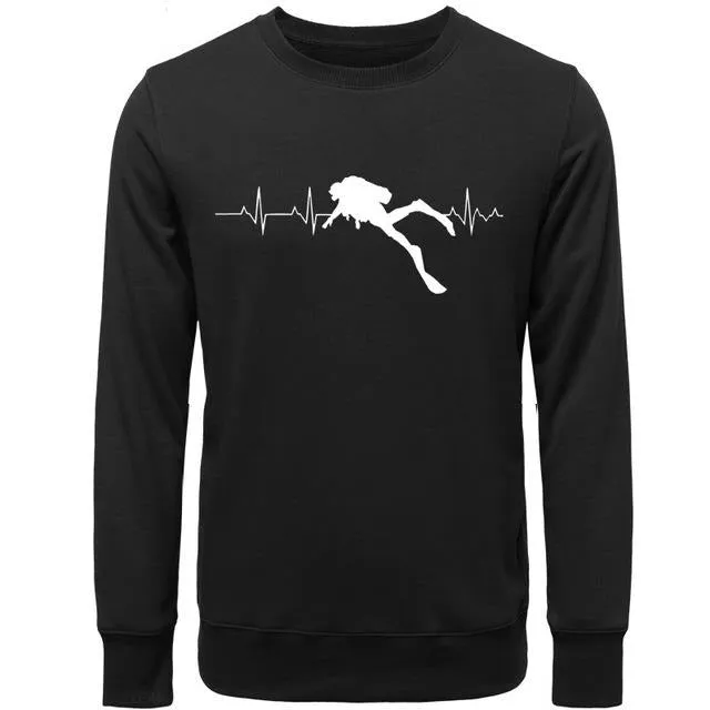 Pullover Men: Scuba Dive Heart Beat