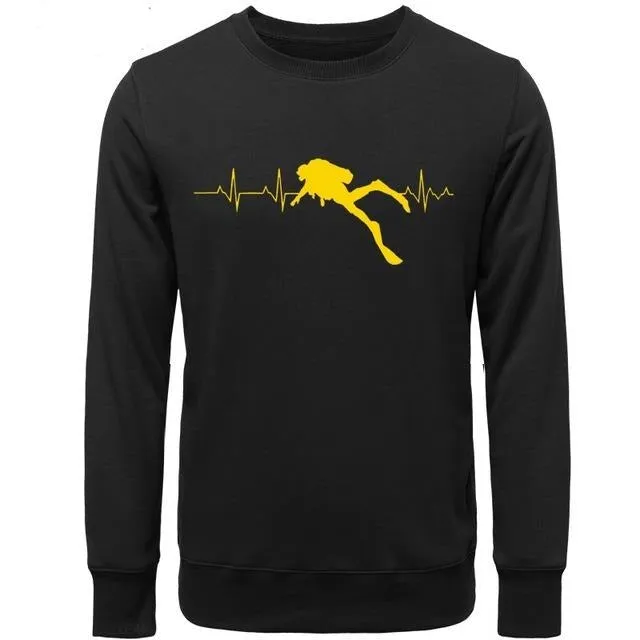 Pullover Men: Scuba Dive Heart Beat