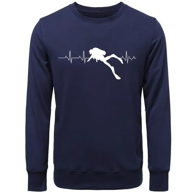 Pullover Men: Scuba Dive Heart Beat