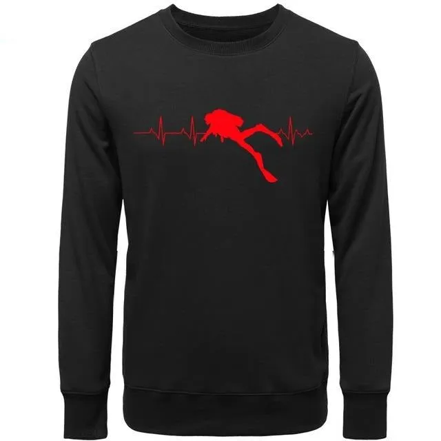 Pullover Men: Scuba Dive Heart Beat