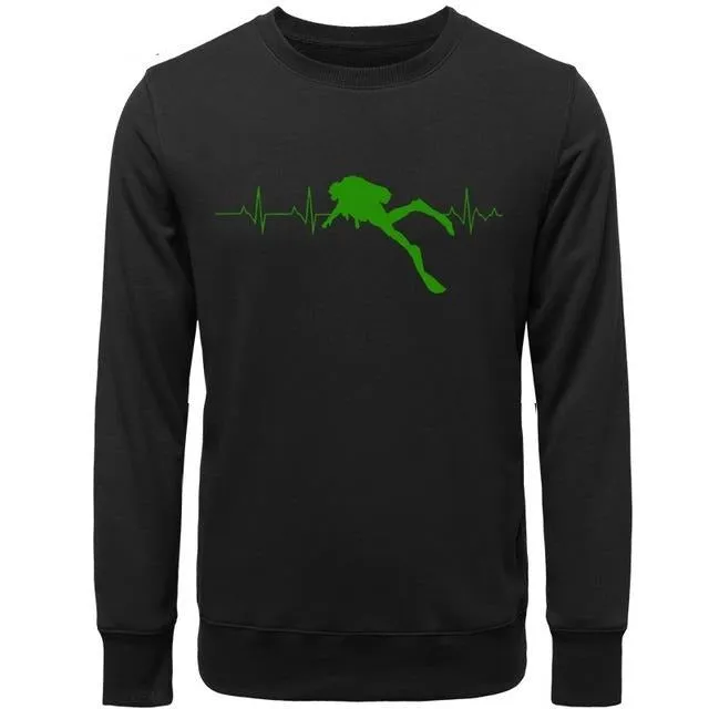 Pullover Men: Scuba Dive Heart Beat