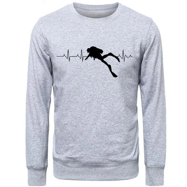 Pullover Men: Scuba Dive Heart Beat