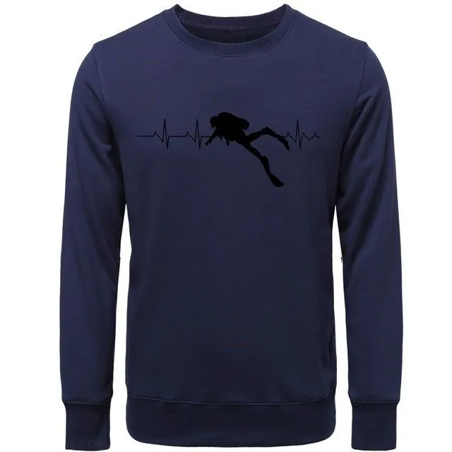 Pullover Men: Scuba Dive Heart Beat