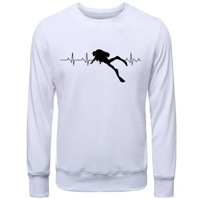 Pullover Men: Scuba Dive Heart Beat