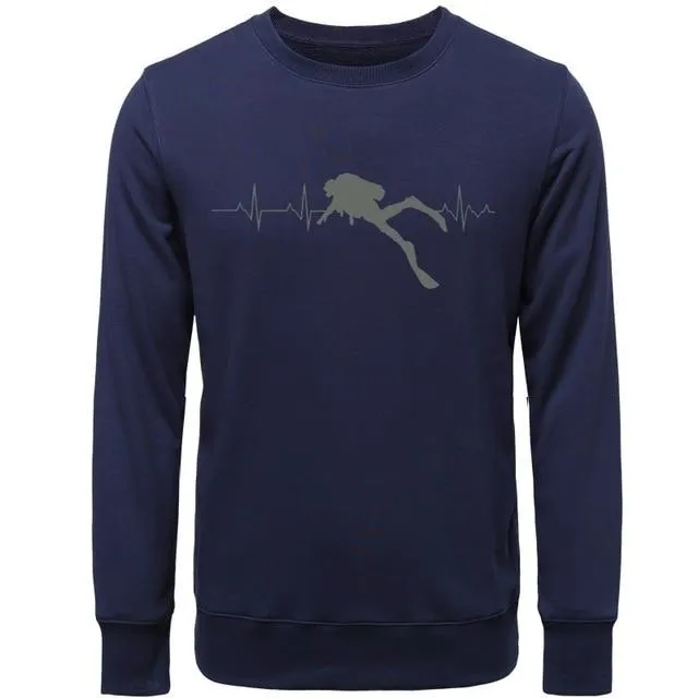 Pullover Men: Scuba Dive Heart Beat