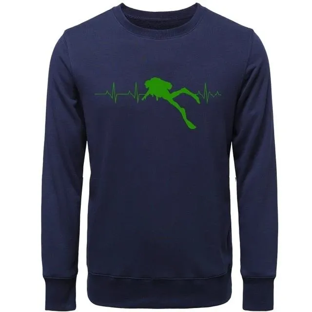 Pullover Men: Scuba Dive Heart Beat