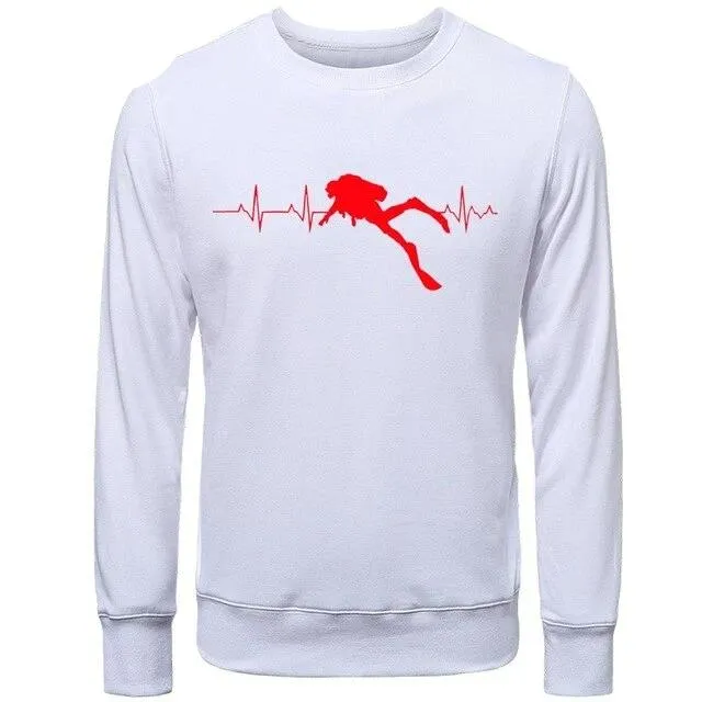 Pullover Men: Scuba Dive Heart Beat