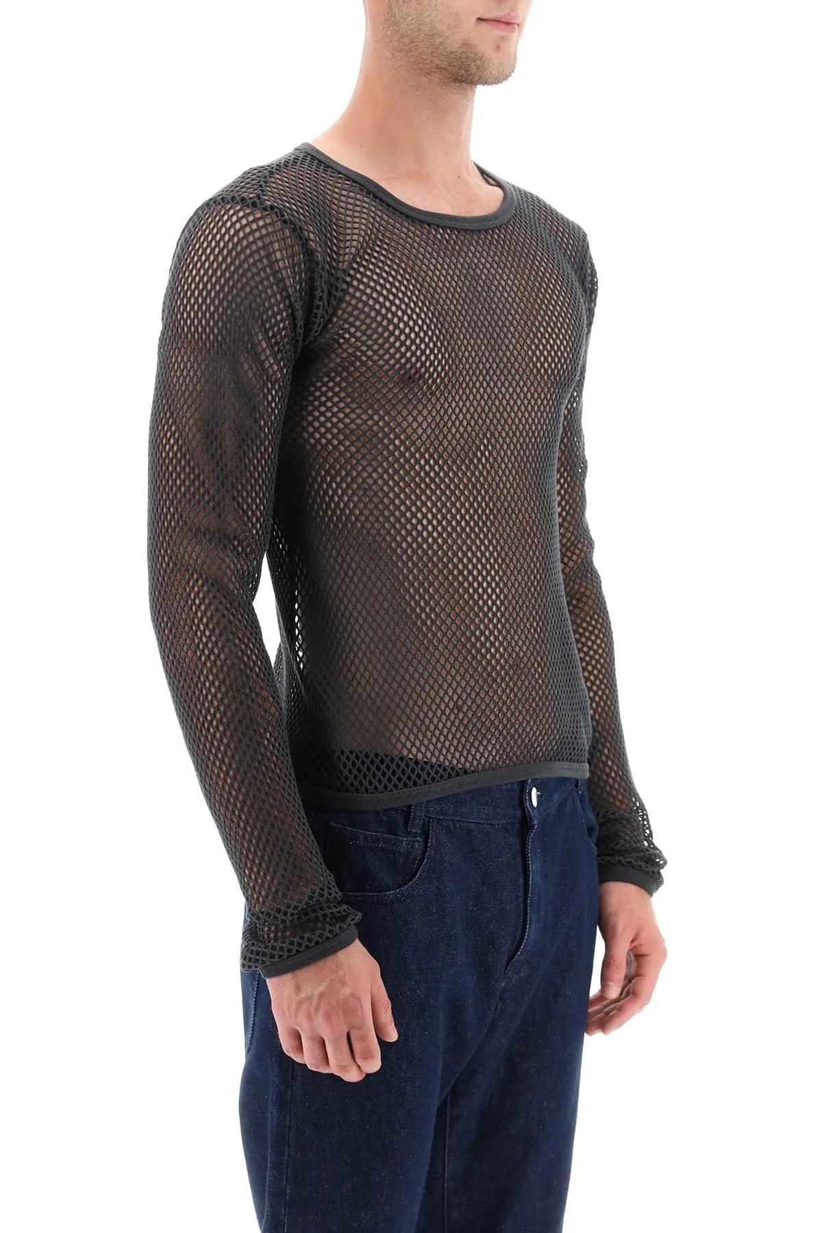 Raf simons long sleeve fishnet knit t-shirt